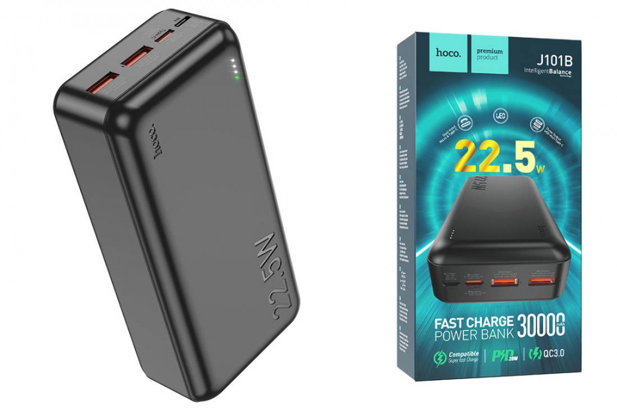 Универсальный дополнительный аккумулятор Power Bank HOCO J101B Astute 22,5W (30000 mAh) черный