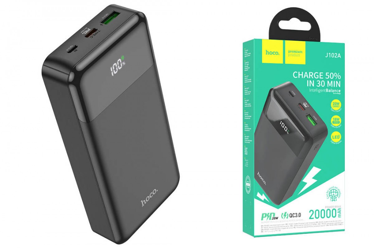 Универсальный дополнительный аккумулятор Power Bank HOCO J102A PD20W + QC3.0  (20000 mAh) черный