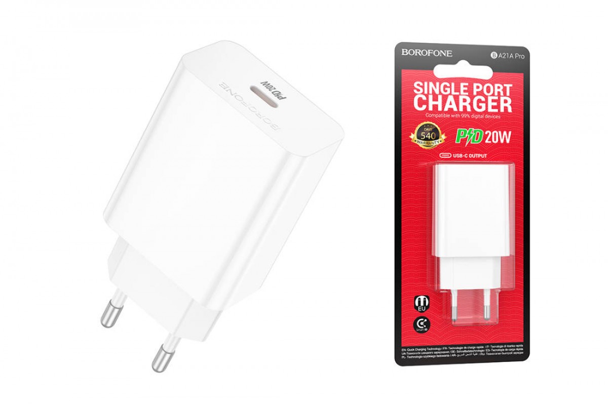 Сетевое зарядное устройство USB-C BOROFONE BA21A Pro Long PD 20W (белый)