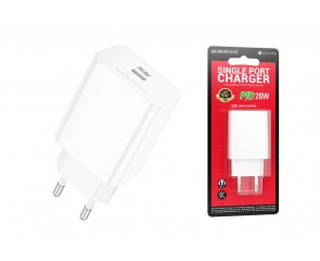 Сетевое зарядное устройство USB-C BOROFONE BA21A Pro Long PD 20W (белый)