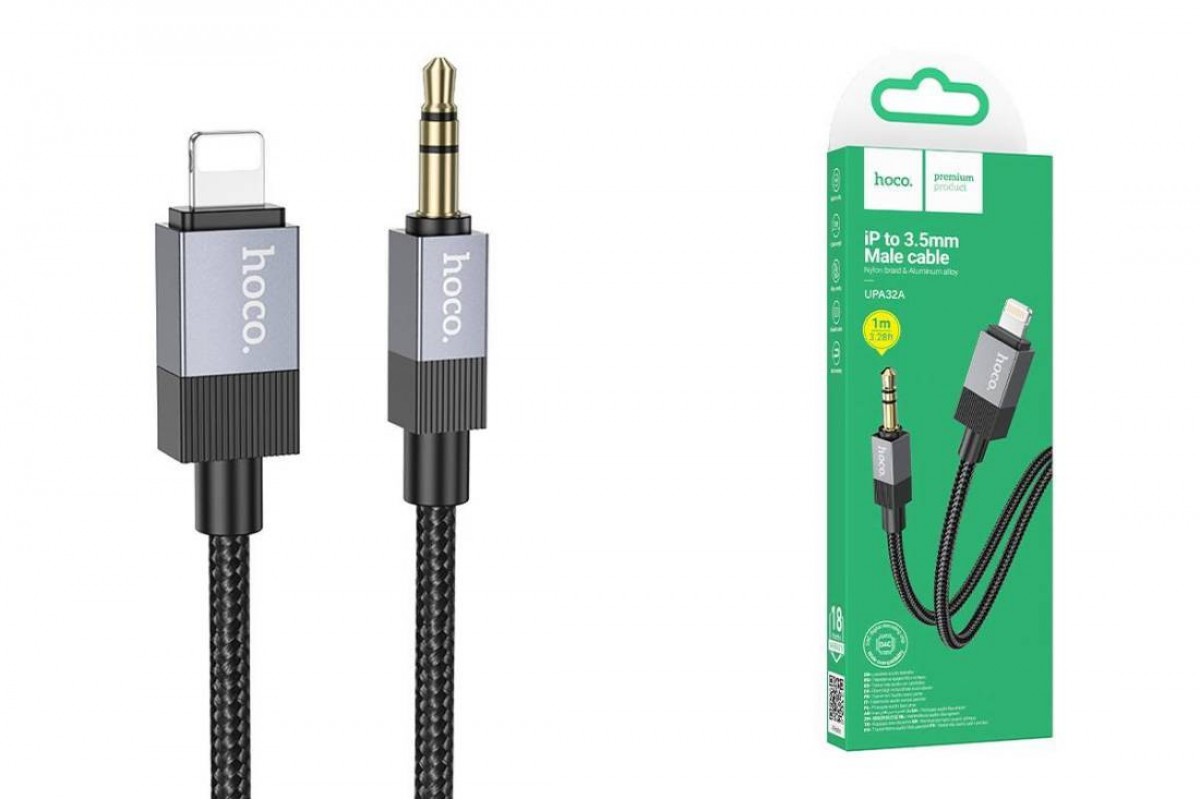 Кабель аудио HOCO UPA32A (штекер Lightning - вход AUX 3.5 мм) 1 метр черный