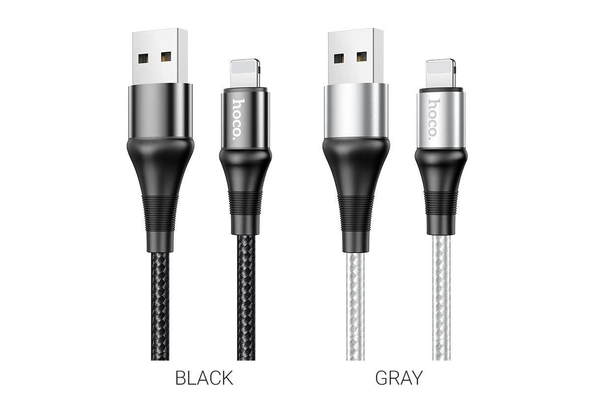 HOCO X50 Excellent charging data cable for Lightning 1м серый