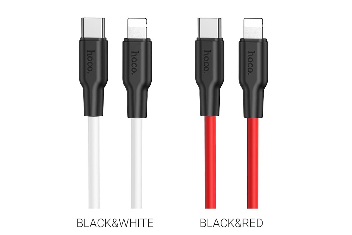 HOCO X21 Plus Silicone PD charging data cable for Type-C to Lightning 1м красный