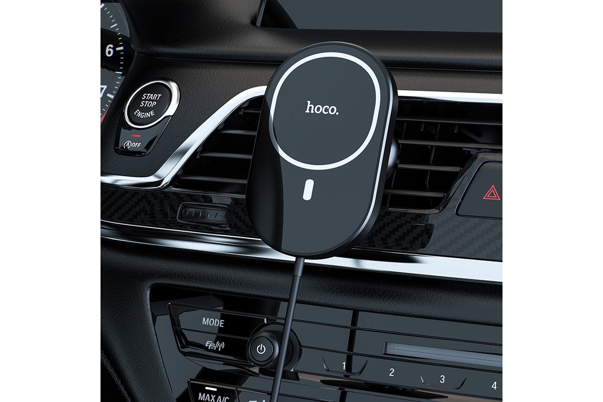 Держатель авто HOCO CA90 Powerful wireless charging car holder черный