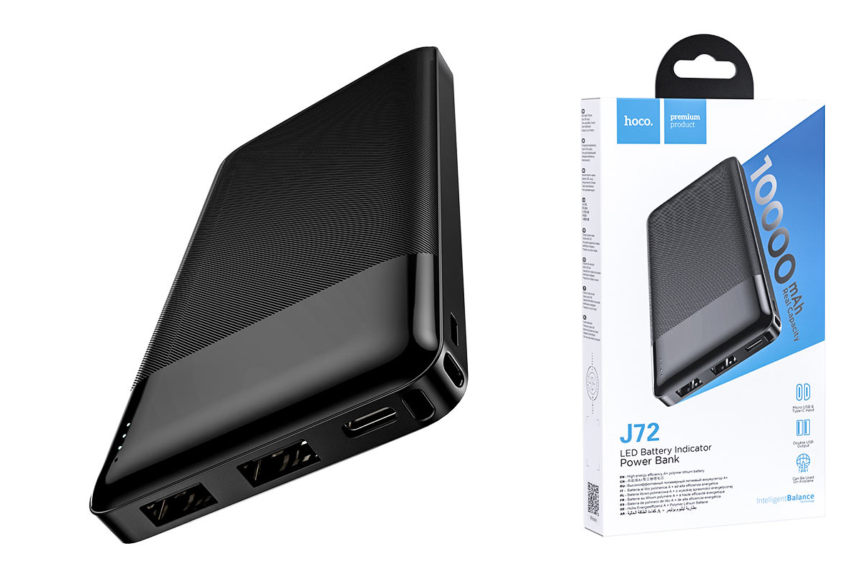 Универсальный дополнительный аккумулятор HOCO  J72  power bank (10000mAh) черный