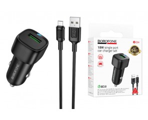 Автомобильное зарядное устройство BOROFONE BZ34  BZ34 Cloud QC3.0 с одним портом QC3.0 (Micro) (черный)