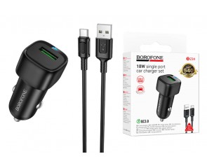 Автомобильное зарядное устройство BOROFONE BZ34 Cloud QC3.0 с одним портом (Type-C) (черный)