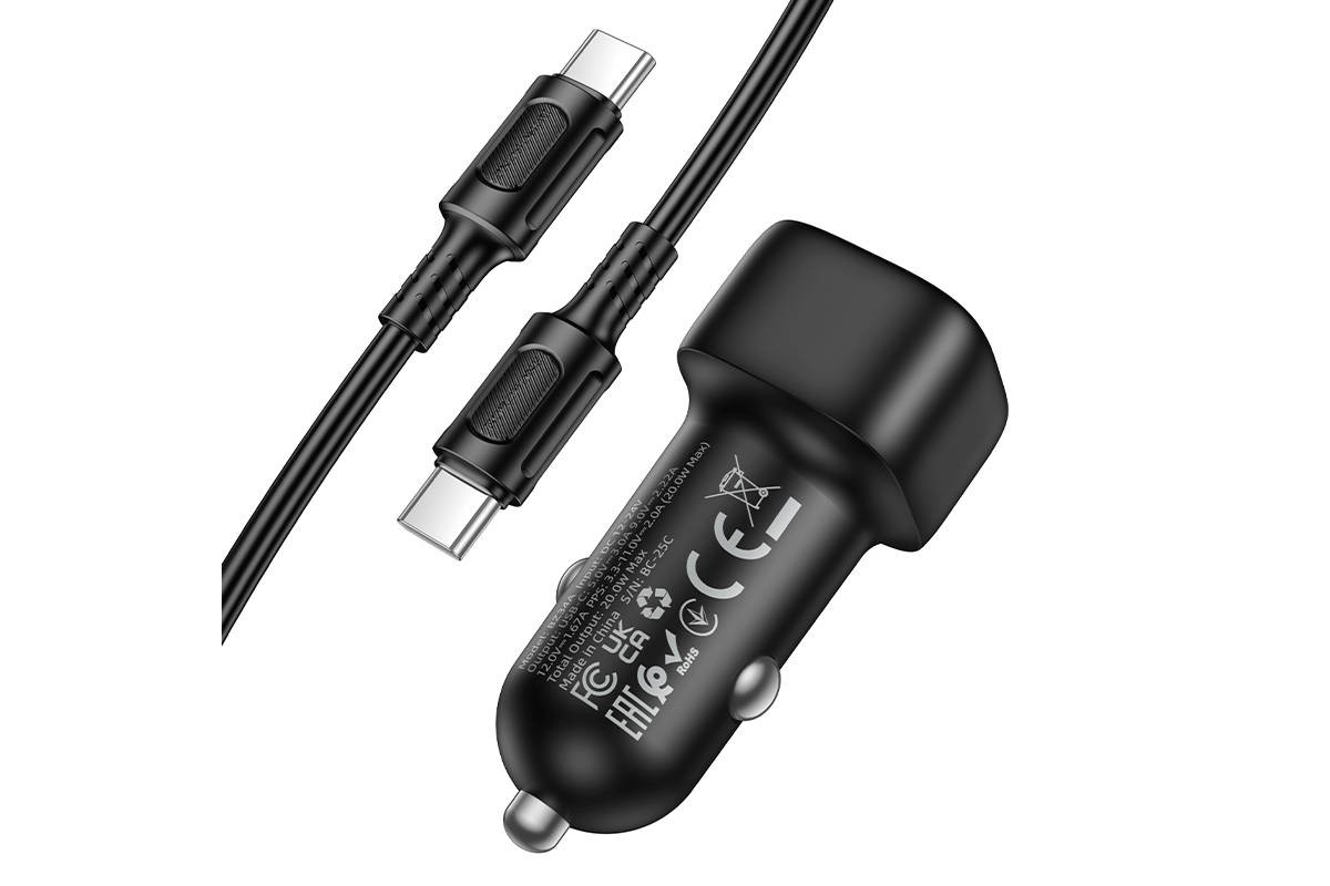 Автомобильное зарядное устройство BOROFONE BZ34A Cloud с одним портом PD20W (Type-C - Type-C) (черный)