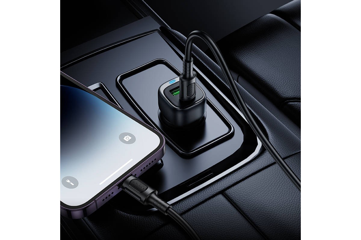 Автомобильное зарядное устройство АЗУ USB + Type-C BOROFONE BZ34B Cloud PD38W (черный)