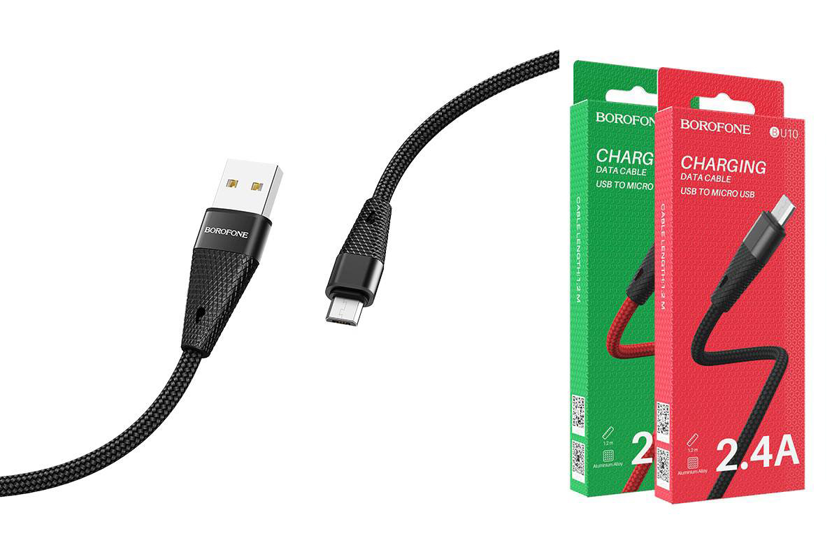 Кабель USB micro USB BOROFONE BU10 Pineapple charging cable (черный) 1 метр