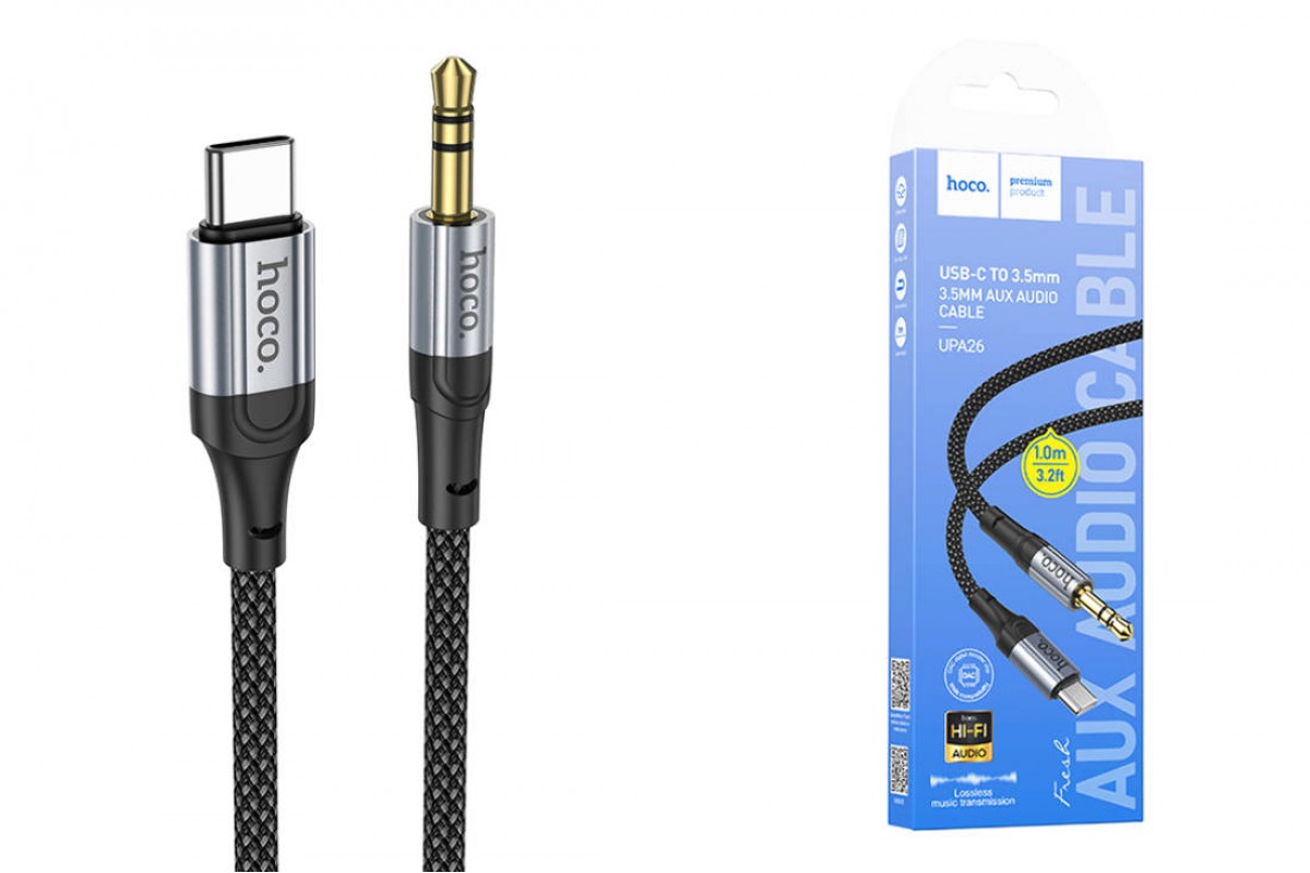 Кабель аудио HOCO UPA26 (штекер Type-C - вход AUX 3.5 mm) 1м черный