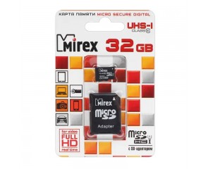 Карта памяти microSDHC MIREX 32 GB UHS-I (class 10) с адаптером (13613-ADSUHS32)
