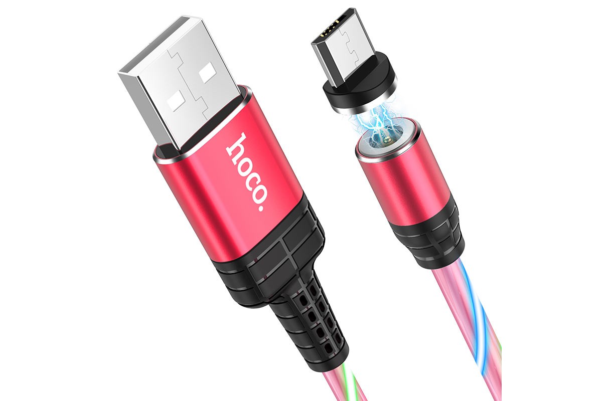 Кабель USB micro USB HOCO U90 Ingenious streamer charging cable for Micro (красный) 1 метр