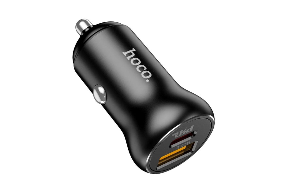 Автомобильное зарядное устройство USB + USB-C HOCO NZ5 QC3.0 + PD30W черный