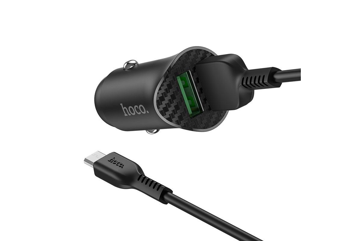 Автомобильное зарядное устройство 2USB HOCO Z39  dual port QC3.0 + кабель micro USB черный