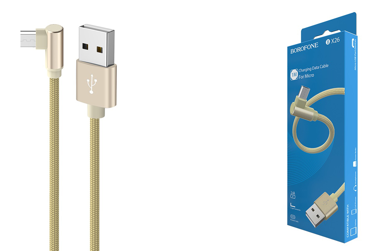 Кабель USB micro USB BOROFONE BX26 Express charging data cable (золотистый) 1 метр