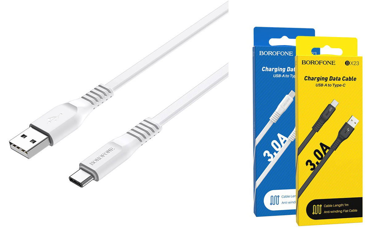 Кабель USB BOROFONE BX23 Wide power charging data cable for Type-C (белый) 1 метр