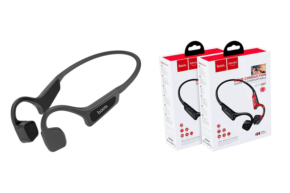 Bluetooth-гарнитура S17 Wise sound bone conduction wireless headset HOCO черная