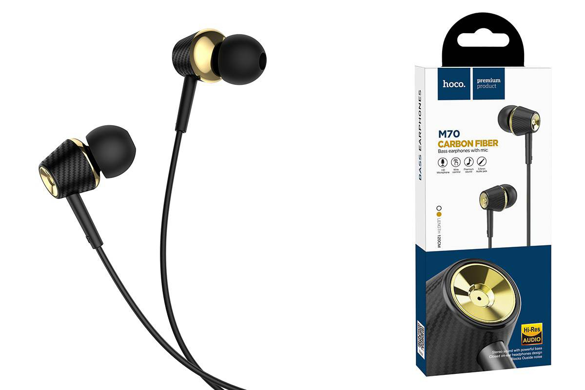 Гарнитура HOCO M70 Graceful universal earphones черная