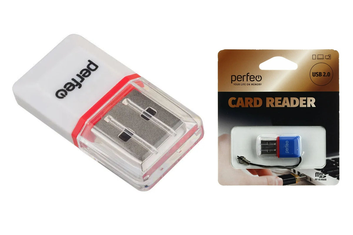 Perfeo Card Reader Micro SD, (PF-VI-R008 White) белый