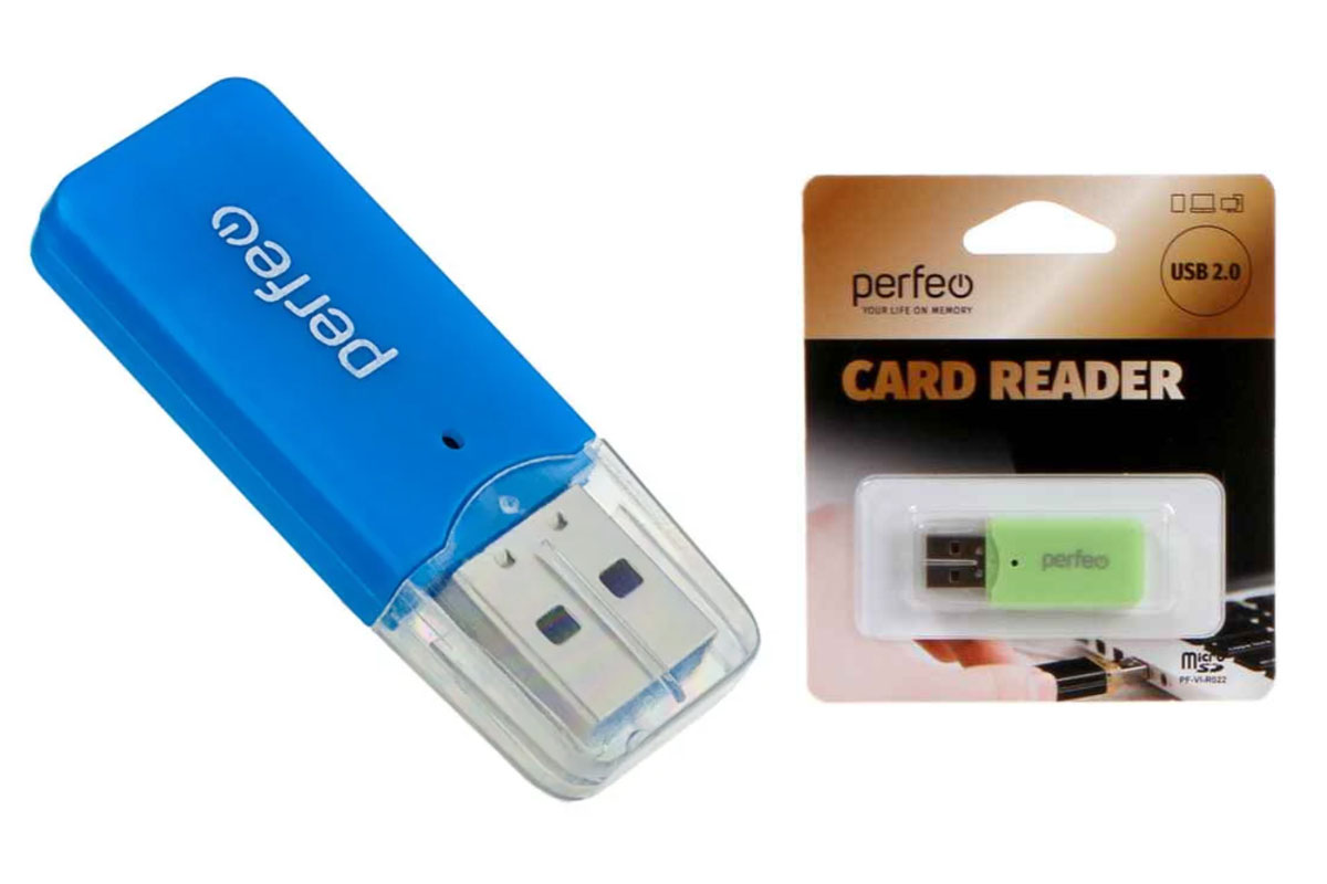 Perfeo Card Reader Micro SD, (PF-VI-R022 Blue) синий