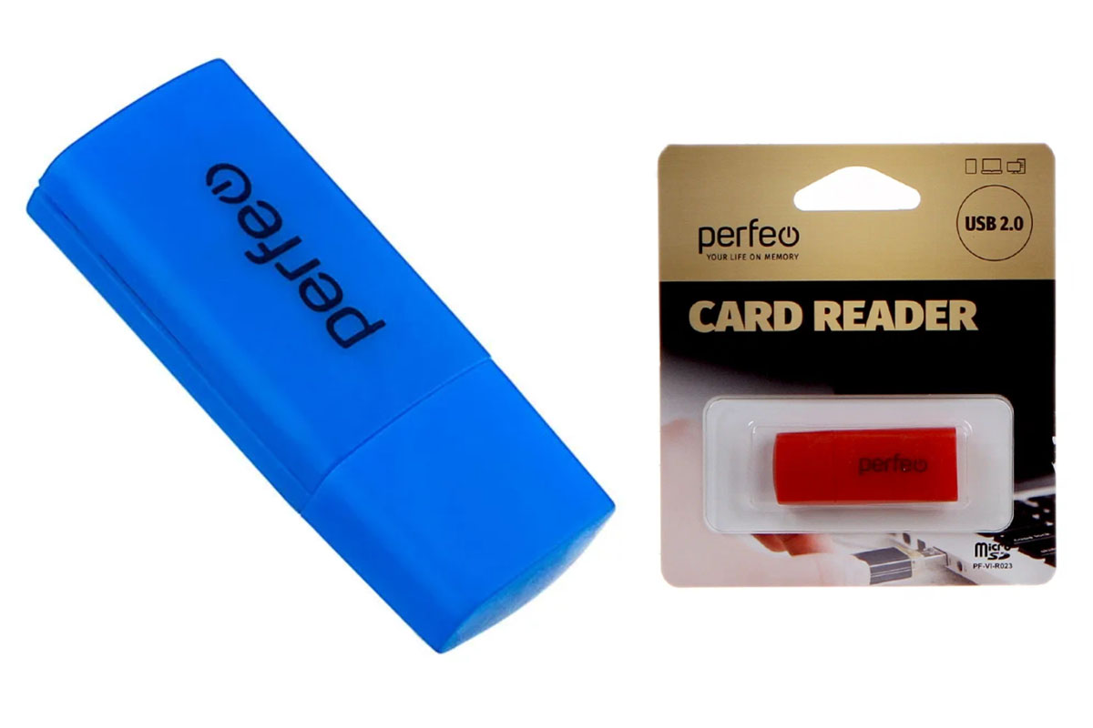 Perfeo Card Reader Micro SD, (PF-VI-R023 Blue) синий