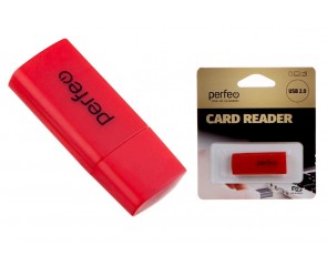 Картридер Perfeo Card Reader Micro SD, (PF-VI-R023 Red) красный