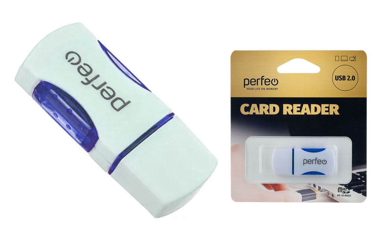 Perfeo Card Reader Micro SD, (PF-VI-R024 Blue) синий