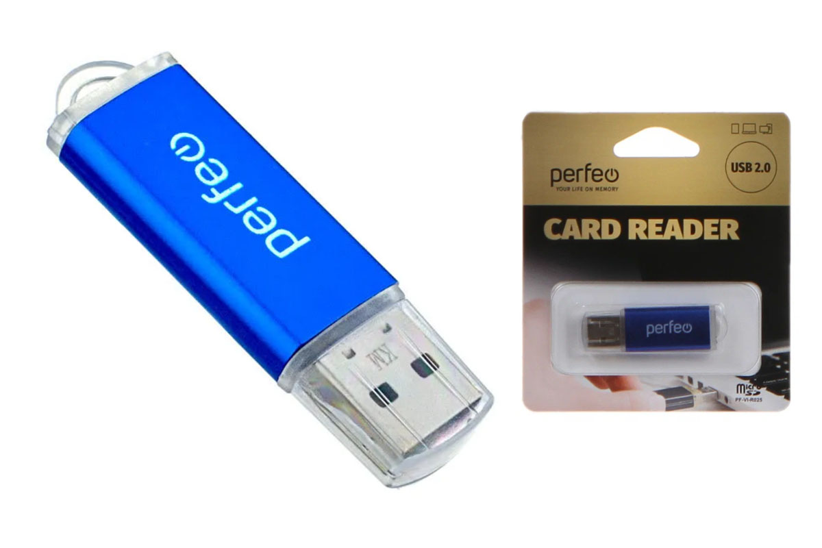 Perfeo Card Reader Micro SD, (PF-VI-R025 Blue) синий