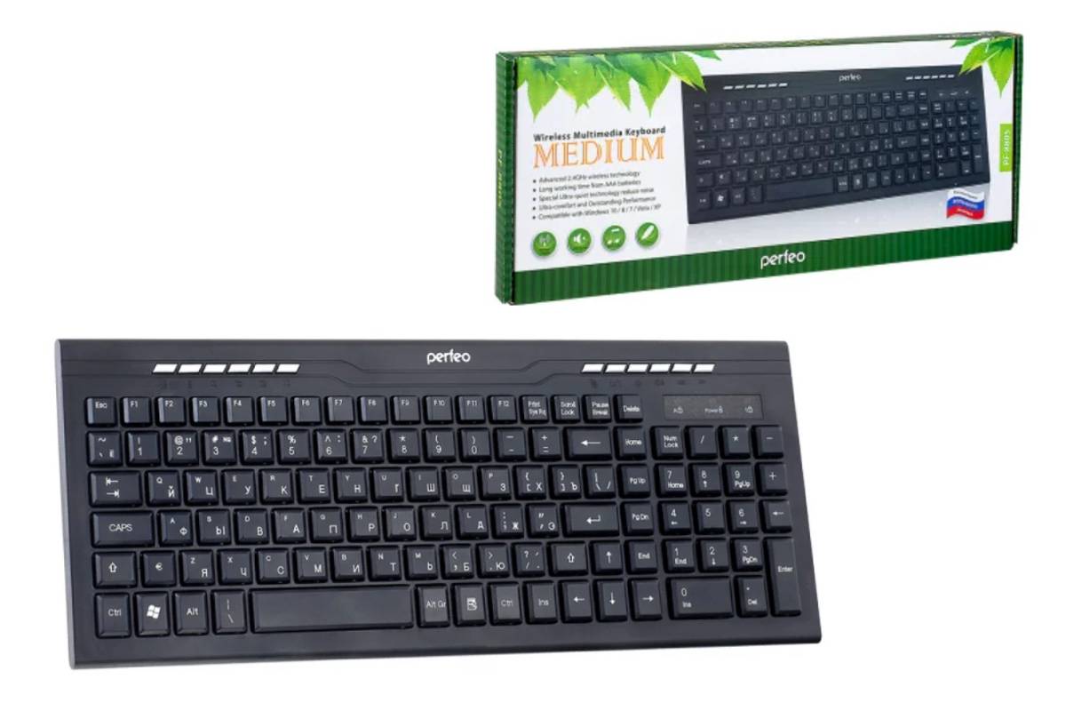 Клавиатура беспроводная Perfeo "MEDIUM" Multimedia, USB, чёрный PF_4510