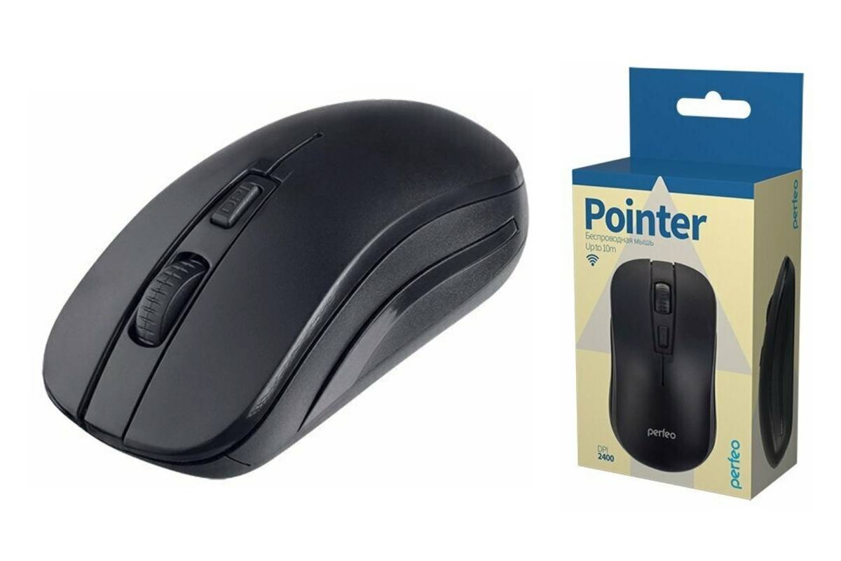 Мышь беспроводная Perfeo "POINTER", 4 кн, DPI 800-2400, USB, чёрный PF_A4498