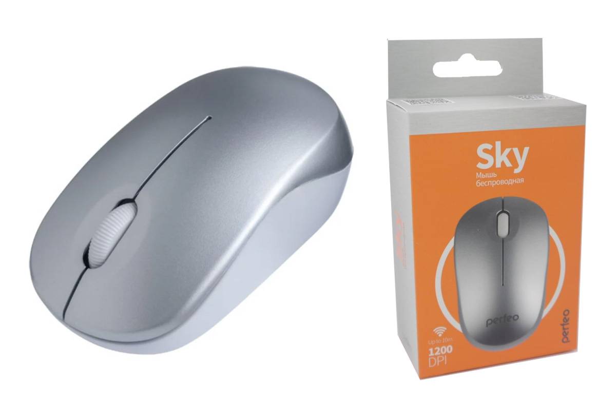 Мышь беспроводная Perfeo "SKY", 3 кн, DPI 1200, USB, серебр.