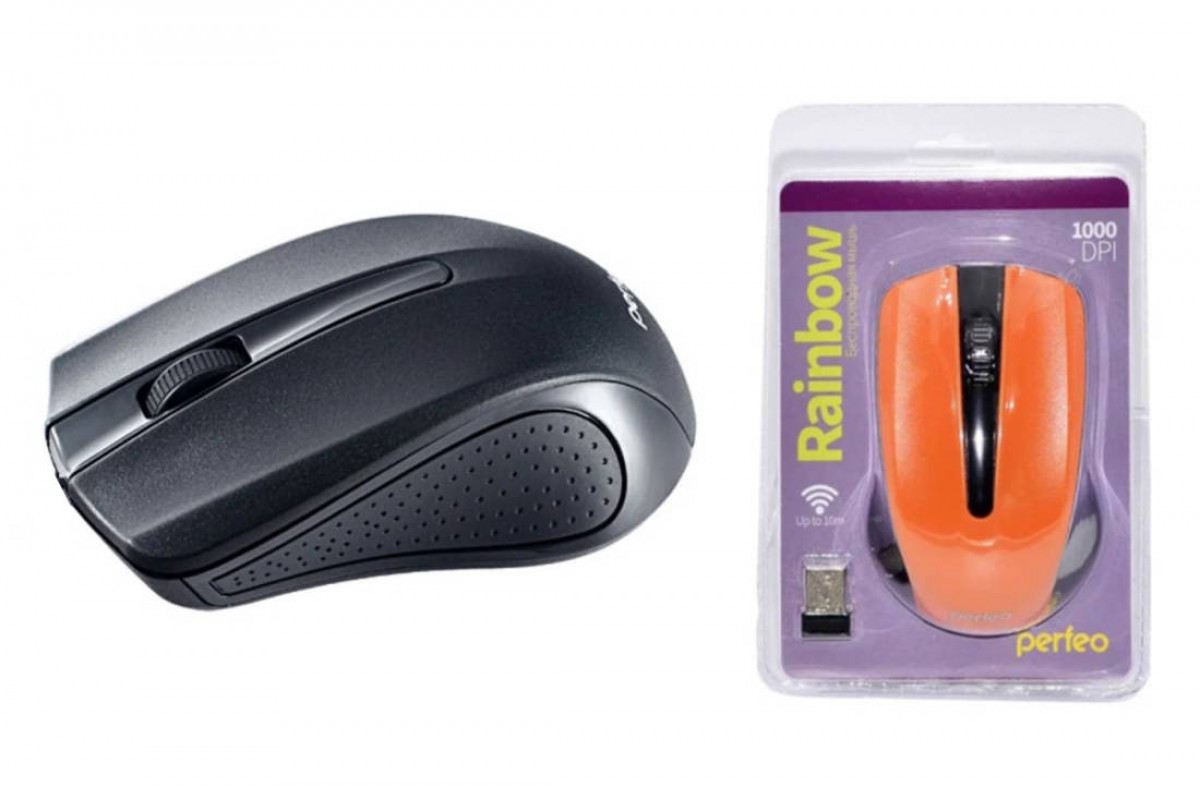Мышь беспроводная Perfeo "RAINBOW", 3 кн, USB, чёрная