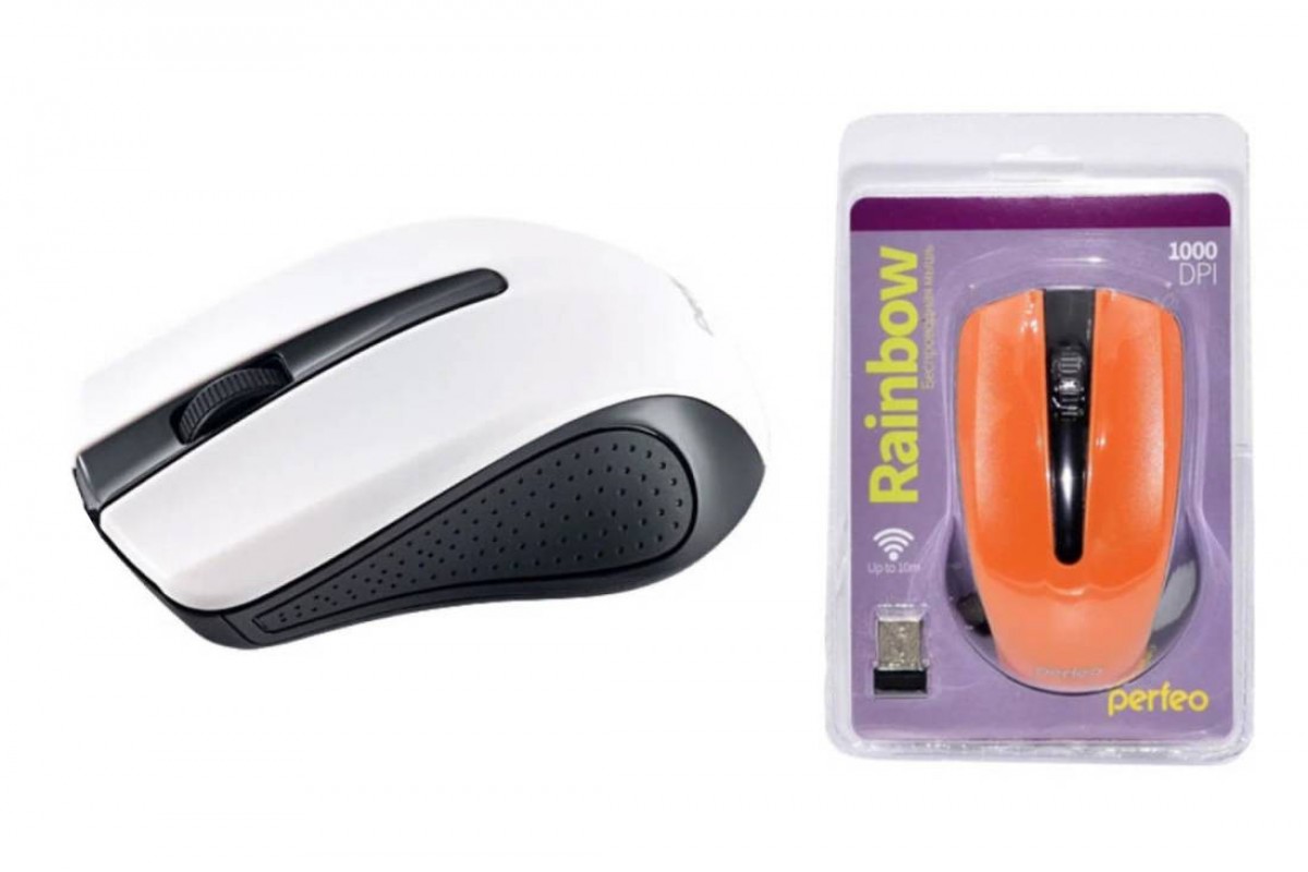 Мышь беспроводная Perfeo "RAINBOW", 3 кн, USB, чёрн-бел