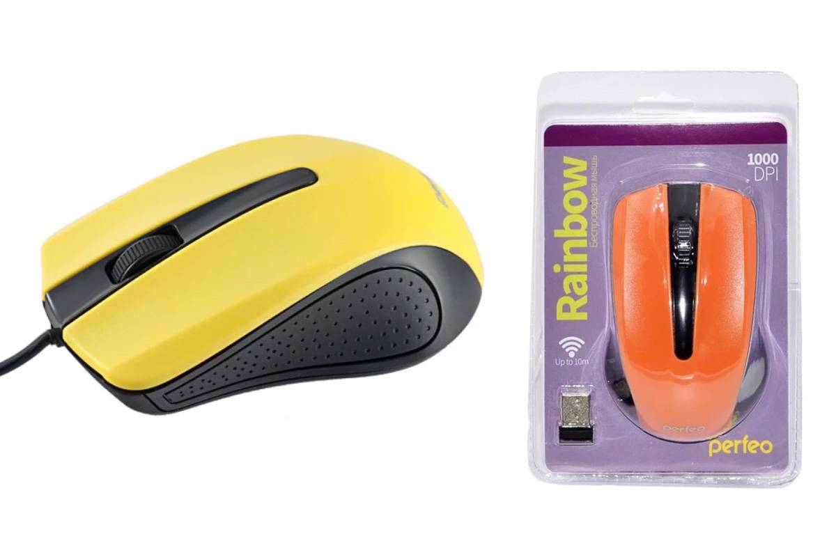 Мышь проводная Perfeo "RAINBOW", 3 кн, USB, чёрн-жёлт