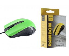 Мышь проводная Perfeo "RAINBOW", 3 кн, USB, (черно-зеленый)