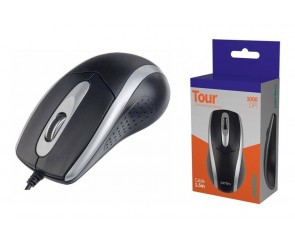 Мышь проводная Perfeo "TOUR", 3 кн, DPI 1000, USB (черно-серебристый)