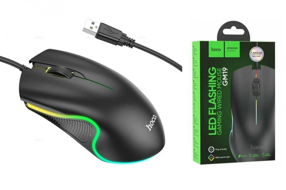 Мышь игровая проводная Hoco GM19 Enjoy gaming luminous wired mouse black