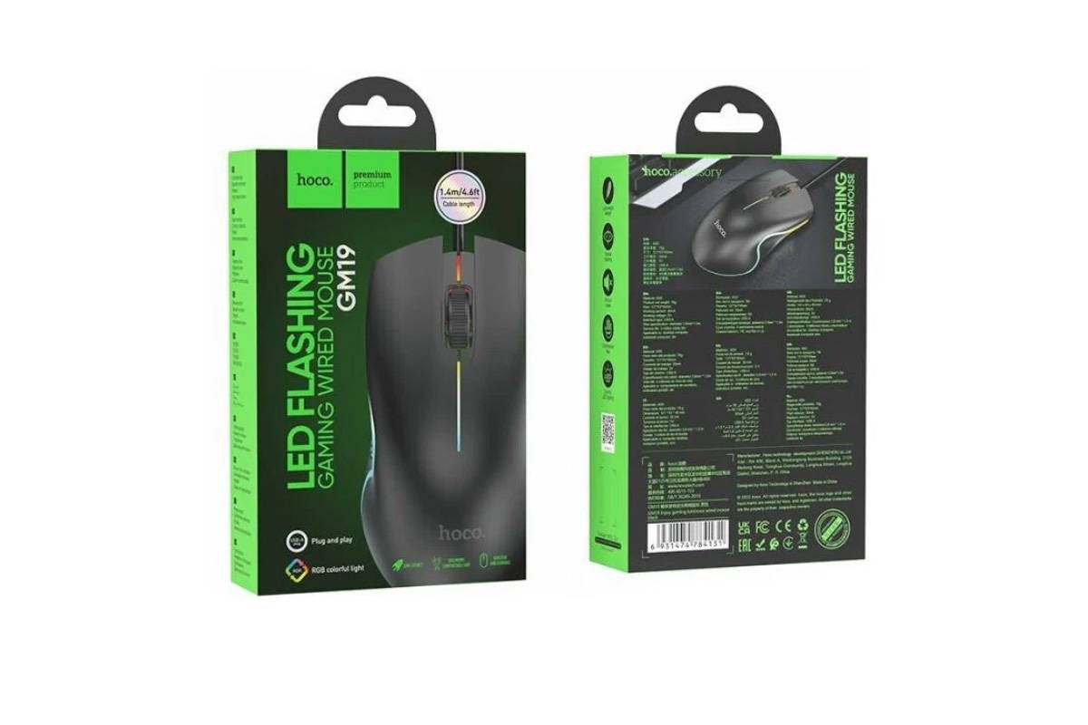 Мышь игровая проводная Hoco GM19 Enjoy gaming luminous wired mouse black