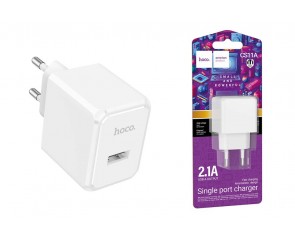 Сетевое зарядное устройство USB HOCO CS11A  2100 mAh (белый)