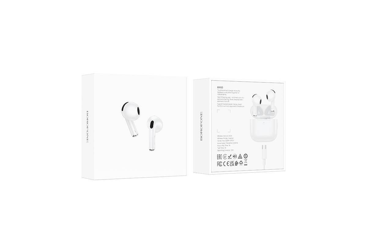 Наушники вакуумные беспроводные BOROFONE BW83 True wireless BT headset Bluetooth (белый)