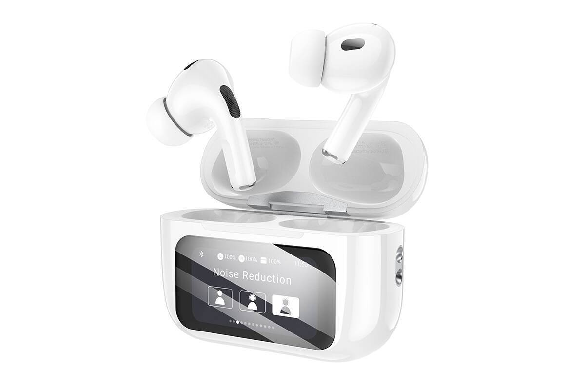 Наушники вакуумные беспроводные BOROFONE BW76 Brocade true wireless ANC noise reduction touch screen BT headset (белый) с дисплеем
