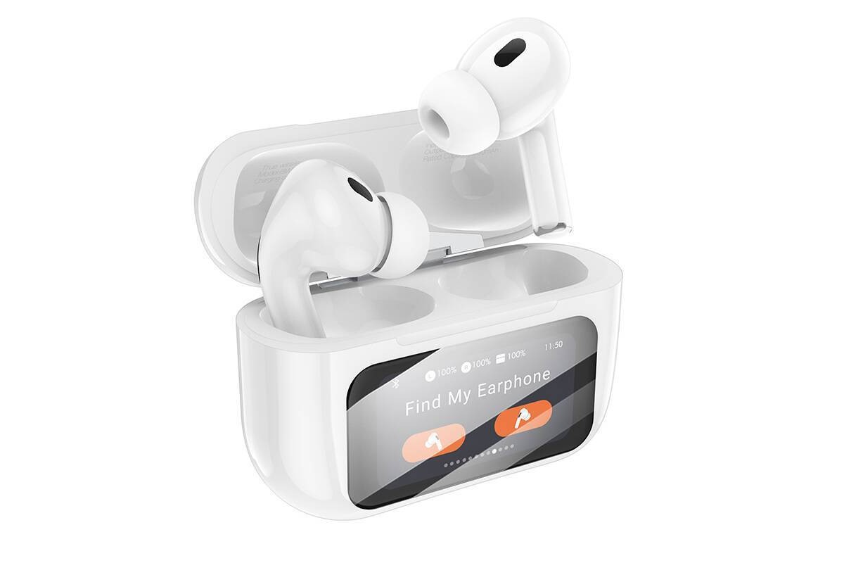 Наушники вакуумные беспроводные BOROFONE BW76 Brocade true wireless ANC noise reduction touch screen BT headset (белый) с дисплеем