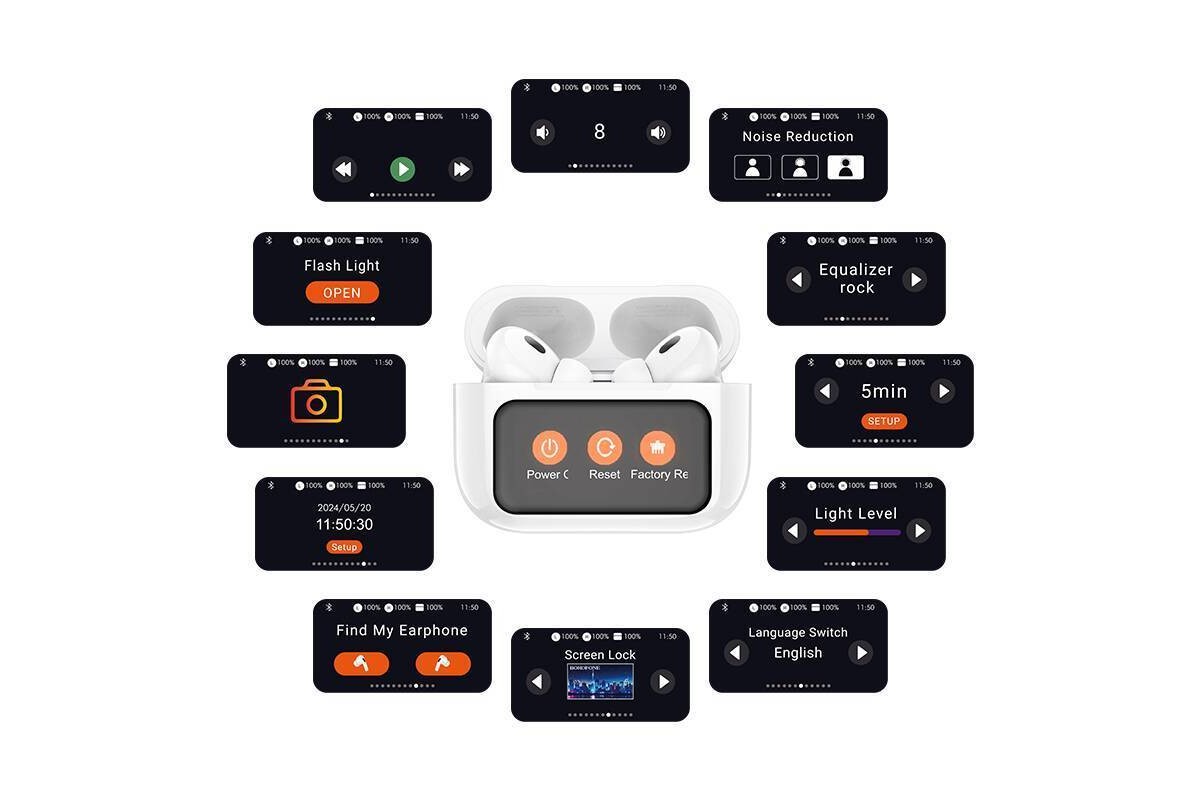 Наушники вакуумные беспроводные BOROFONE BW76 Brocade true wireless ANC noise reduction touch screen BT headset (белый) с дисплеем