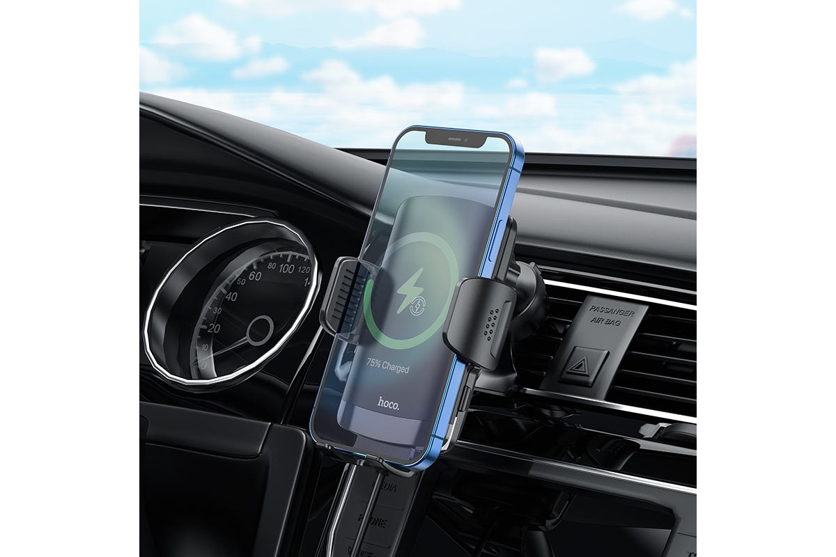 Держатель авто HOCO CA84 Avangard smart wireless charging car holderв дефлектор обдува черный