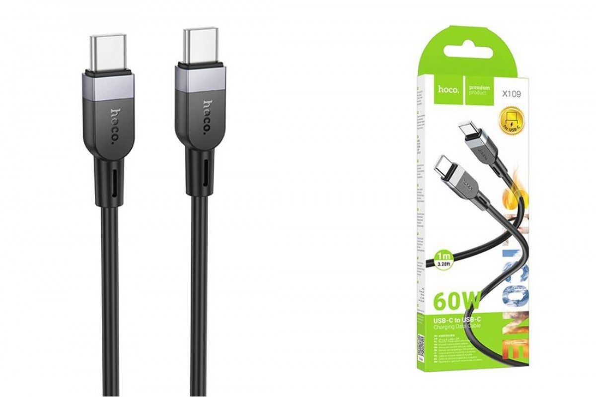 Кабель USB Type-C - USB Type-C HOCO X109 PD60W (черный) 1м силиконовый