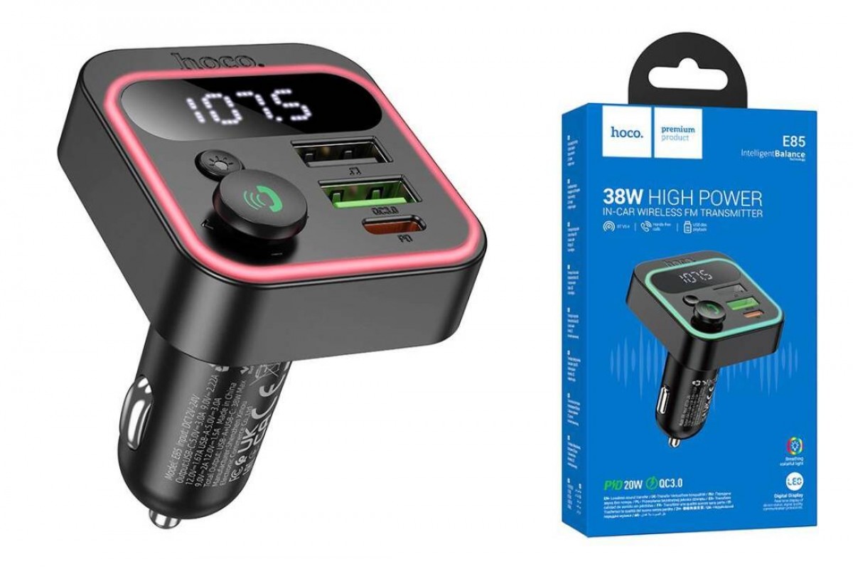 FM-Модулятор HOCO E85 Tiger PD20W+QC3.0 car BT FM transmitter