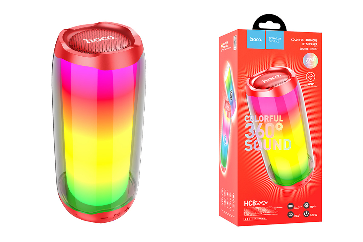 Портативная беспроводная акустика HOCO HC8 Pulsating colorful luminous wireless speaker цвет красный