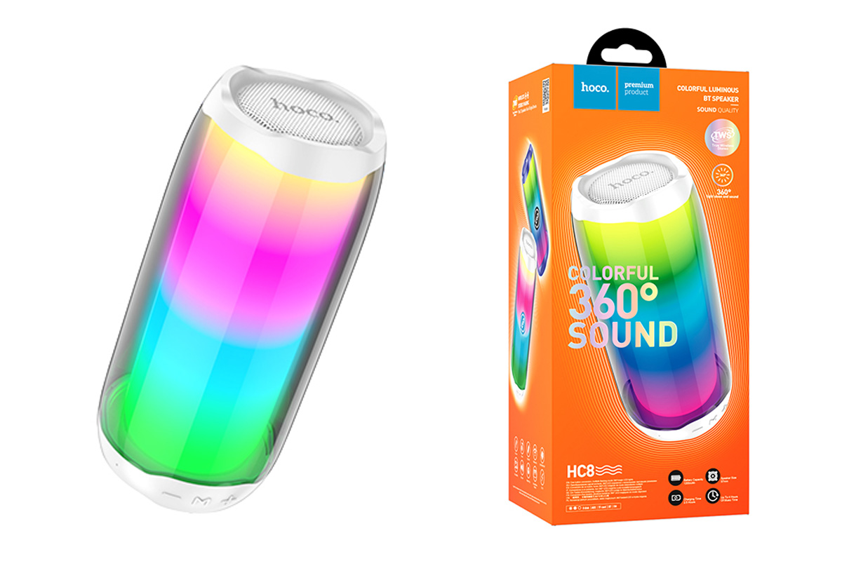Портативная беспроводная акустика HOCO HC8 Pulsating colorful luminous wireless speaker цвет белый