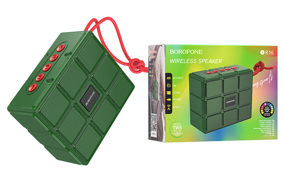 Портативная беспроводная акустика BOROFONE BR16 Gage sports BT speaker  цвет зеленый